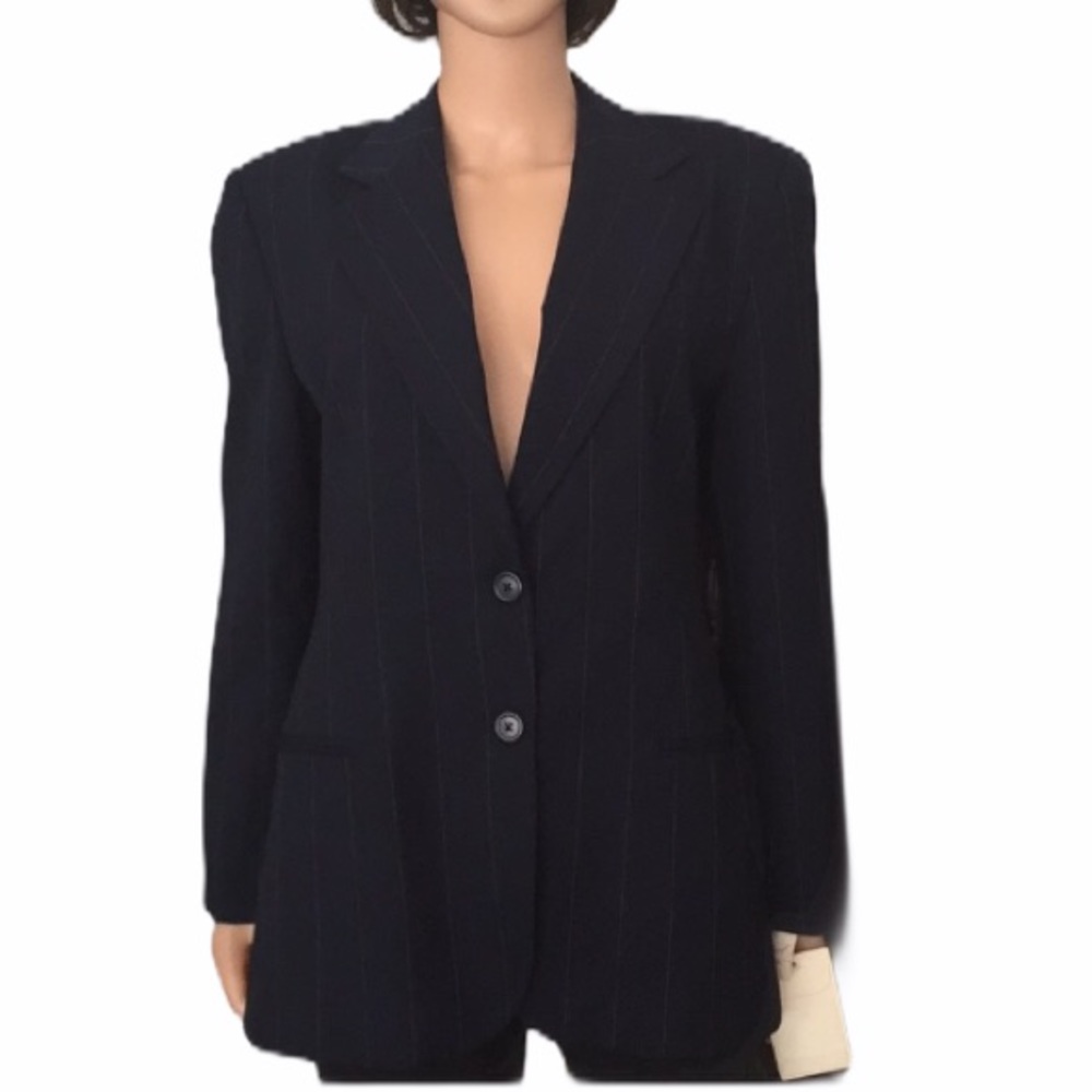 NWT Lauren Ralph Lauren wool pinstriped blazer navy blue